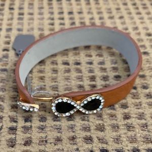 Leather Infinity Crystal Bracelet NEW